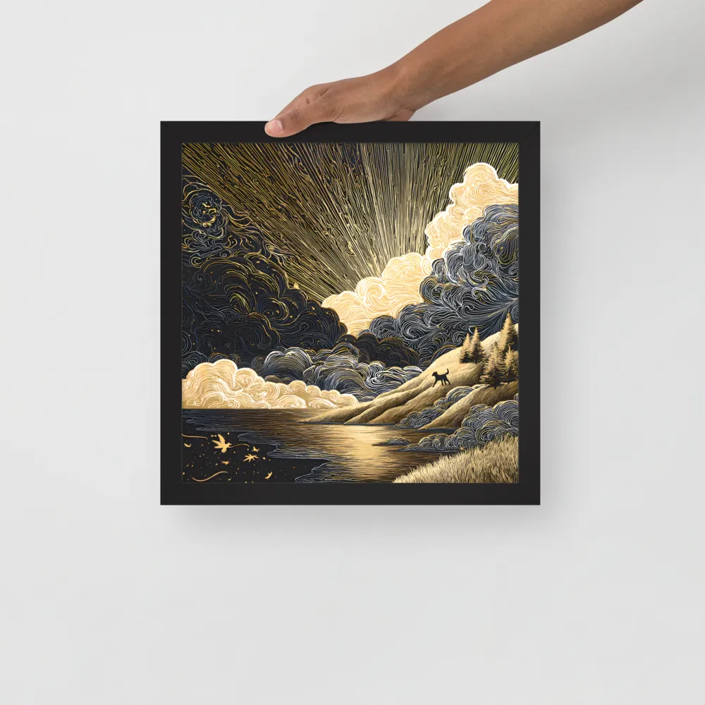 Gilded Dawn 
 Poster with Black Frame | 14″x 14″