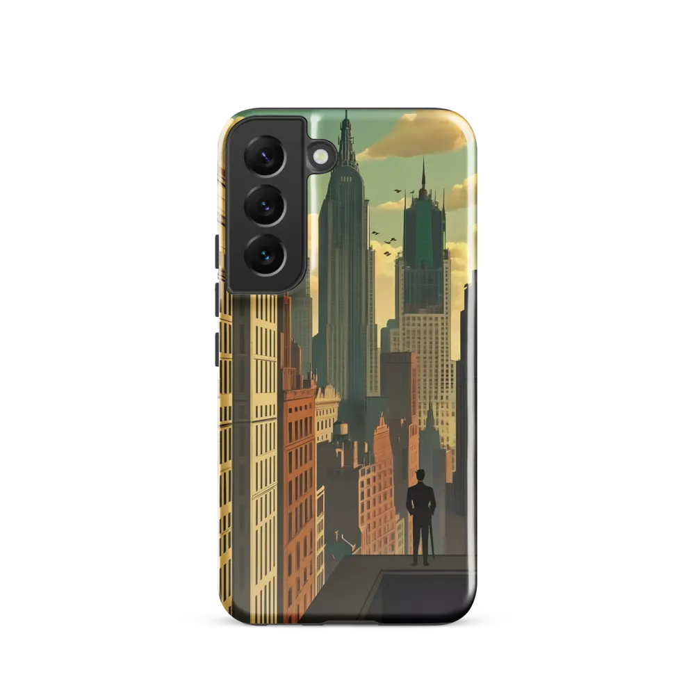 Urban Dreams: A Silhouette in Art Deco Cityscape