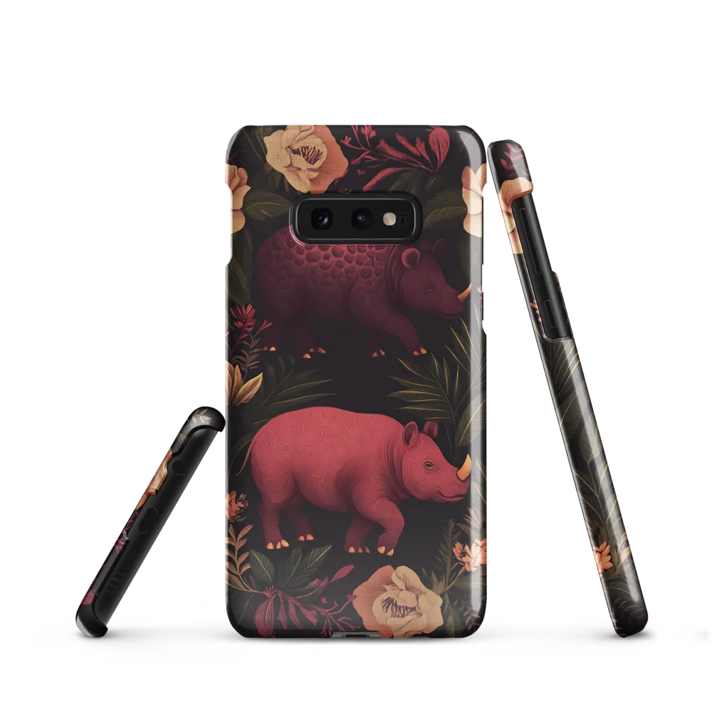 Rhinos in Floral Embrace
