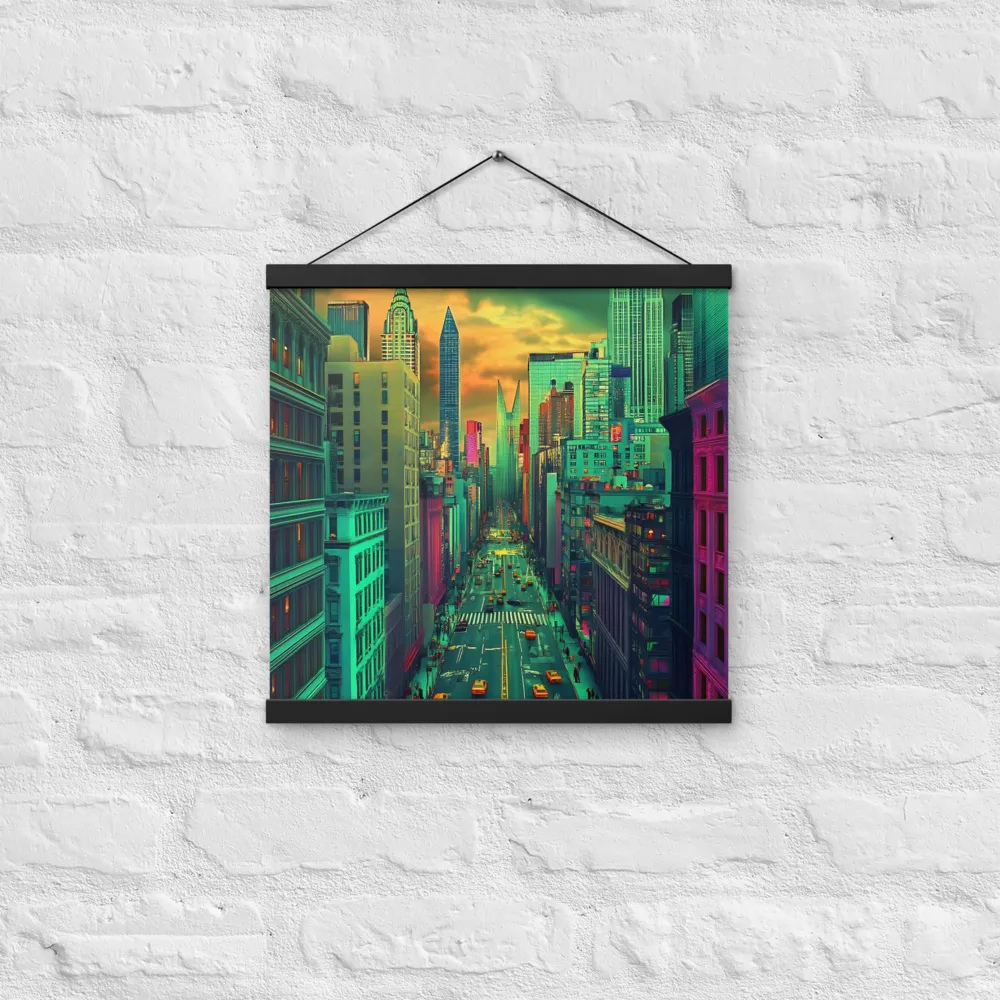 Urban Surrealism: Neon Dreams | Poster With Black Wood Hanger | 16″×16″