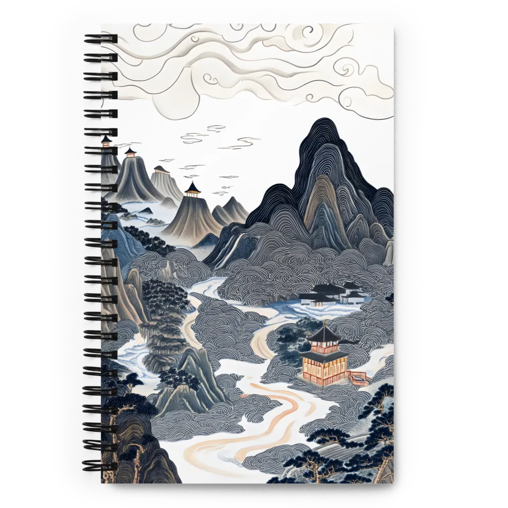 Harmony of Mountains and Temples | Spiral Notebook