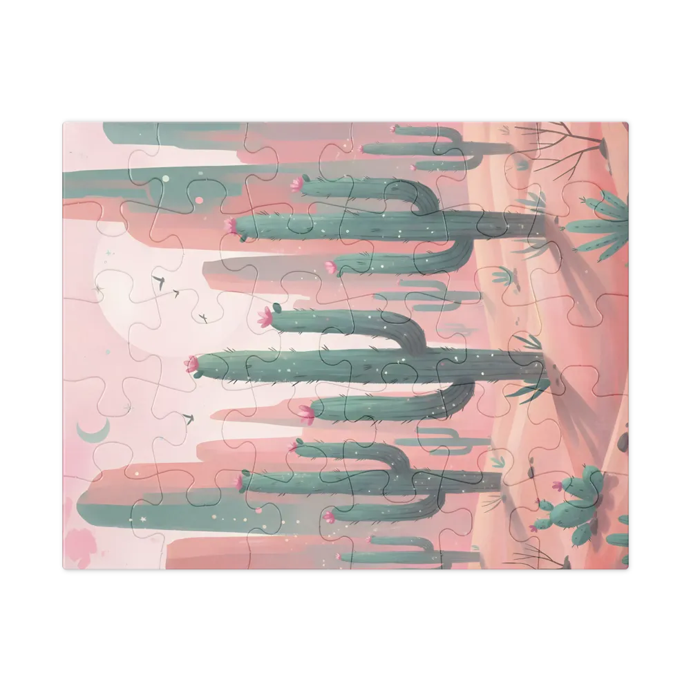 Pastel Cactus Desert 
 Jigsaw Puzzle in Tin Box