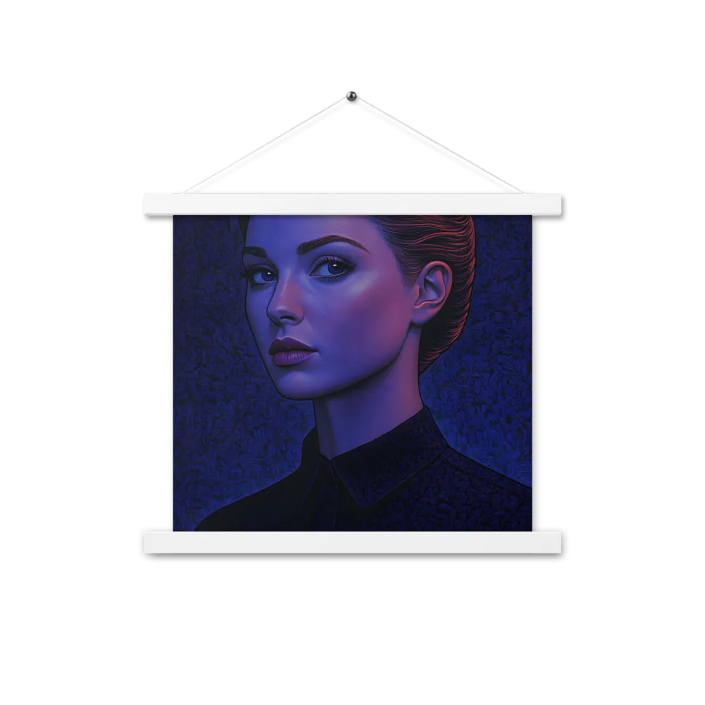 Ethereal Portrait in Blue and Red | Poster With White Wood Hanger | 14″×14″