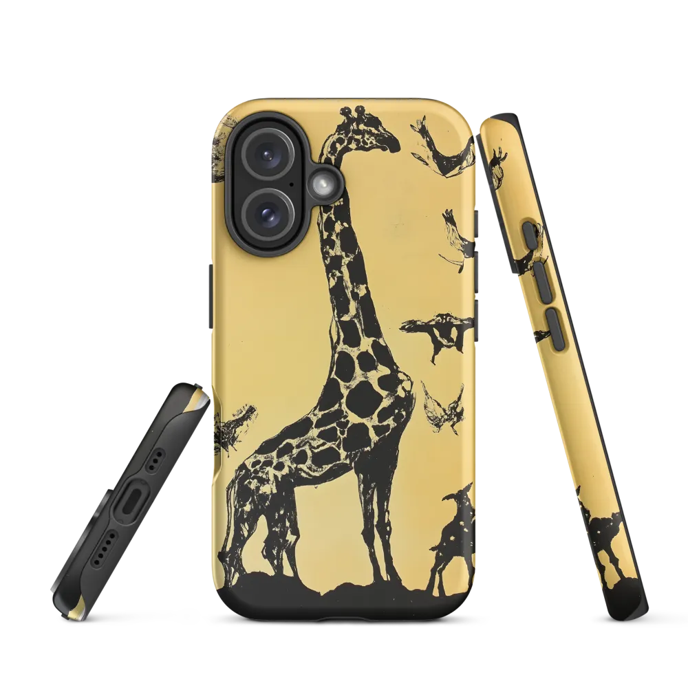 Whimsical Harmony of Giraffe and Birds | Phone Case |  16 | Tough Case | Matte