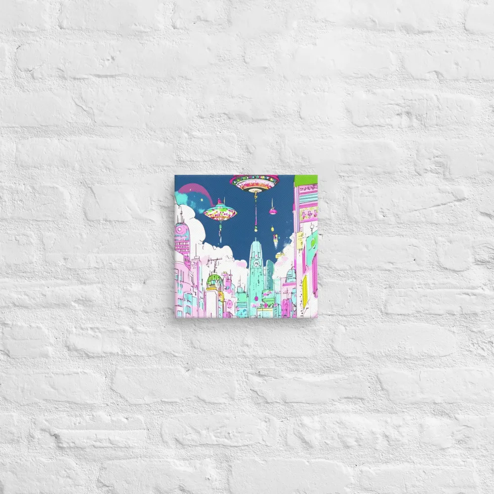 Futuristic Cityscape with Floating Structures | Canvas | 10″×10″