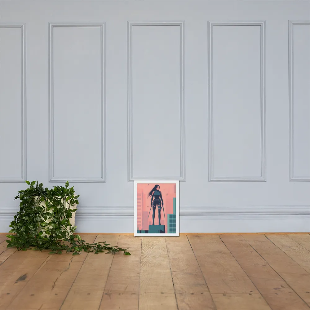 Urban Sentinel: A Warrior's Stand | Poster with White Frame | 11″×14″