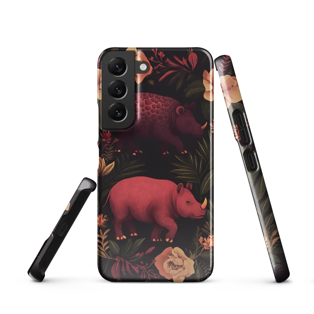 Rhinos in Floral Embrace