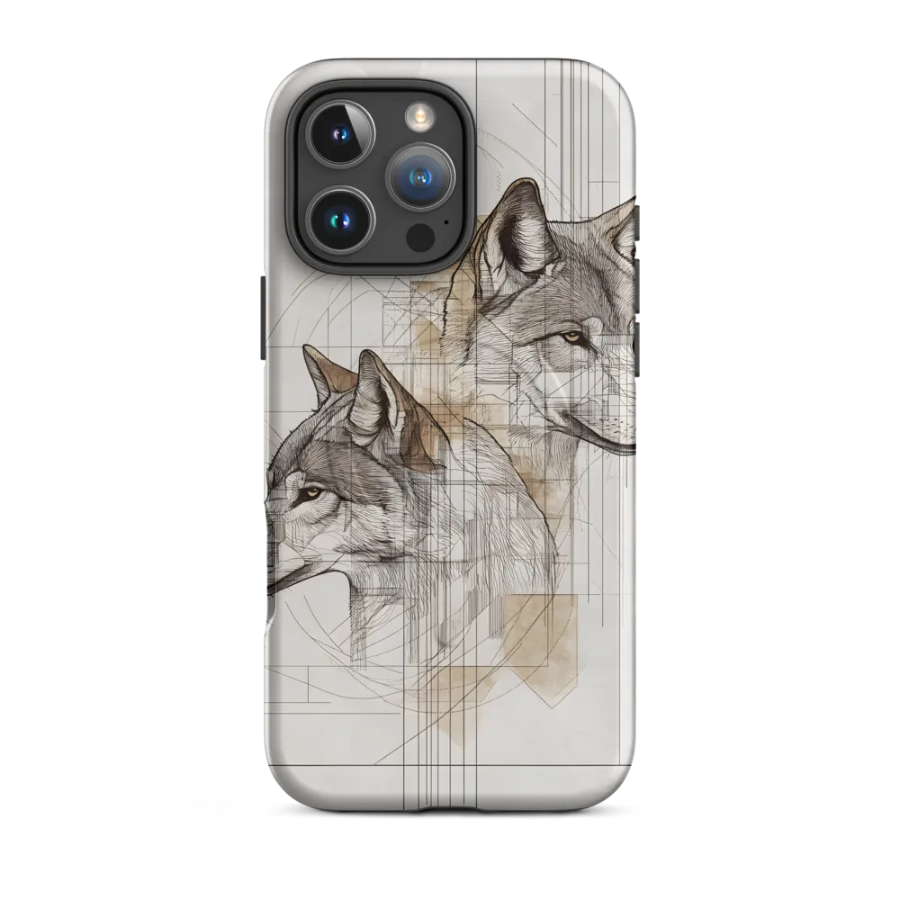 Geometric Harmony: The Essence of Wolves | Phone Case |  16 Pro Max | MagSafe® Tough Case | Matte