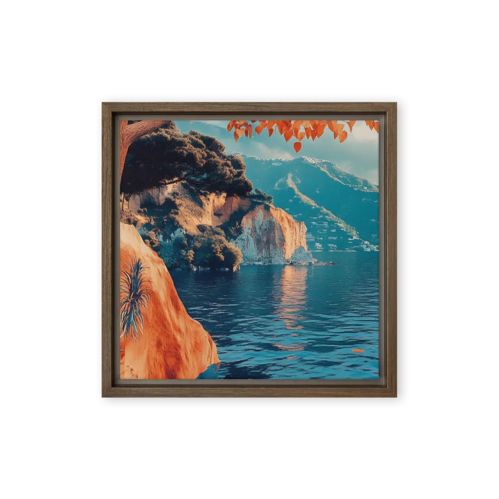Elysian Waterscape | Canvas with Brown Frame | 12″×12″