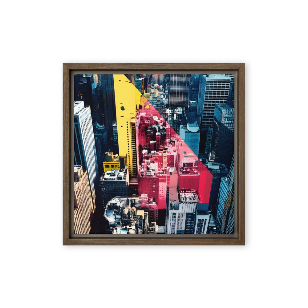 Dynamic Urban Symphony | Canvas with Brown Frame | 12″×12″