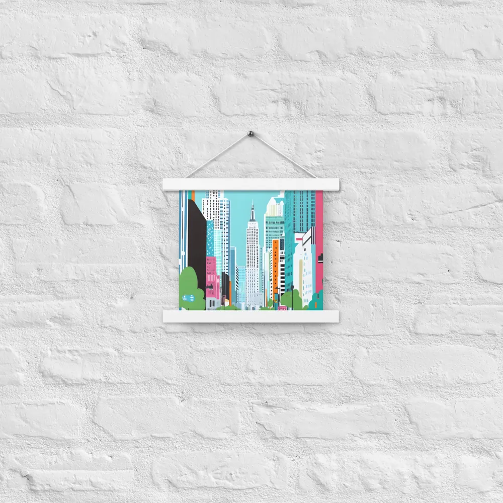 Urban Symphony: A Modern Cityscape | Poster With White Wood Hanger | 10″×10″