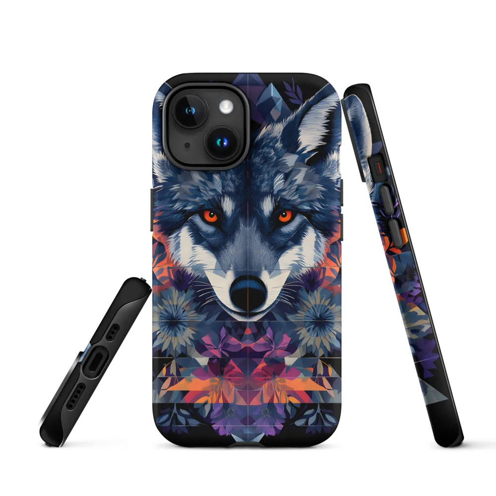 Mystical Wolf Amidst Floral Geometry