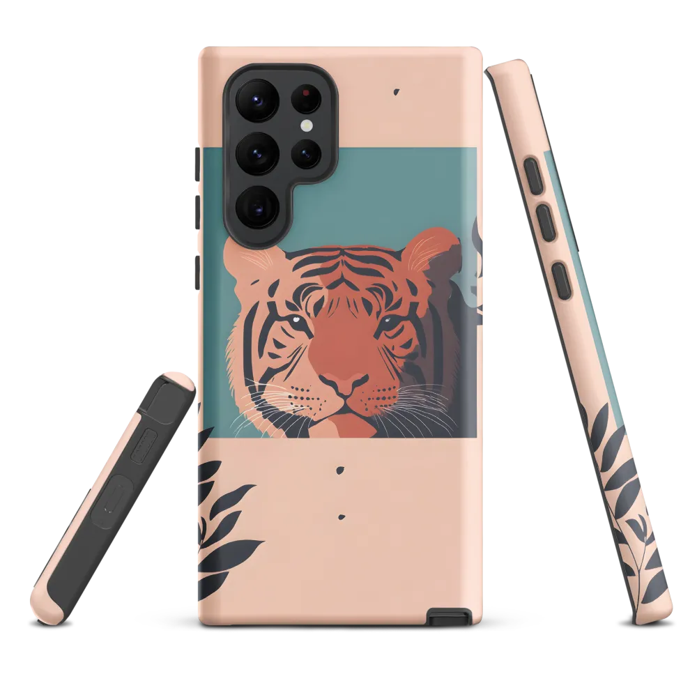 Framed Tiger in Peach and Teal