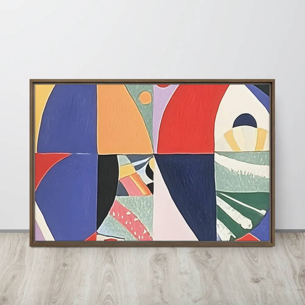 Dynamic Mosaic Symmetry | Canvas with Brown Frame | 24″×36″