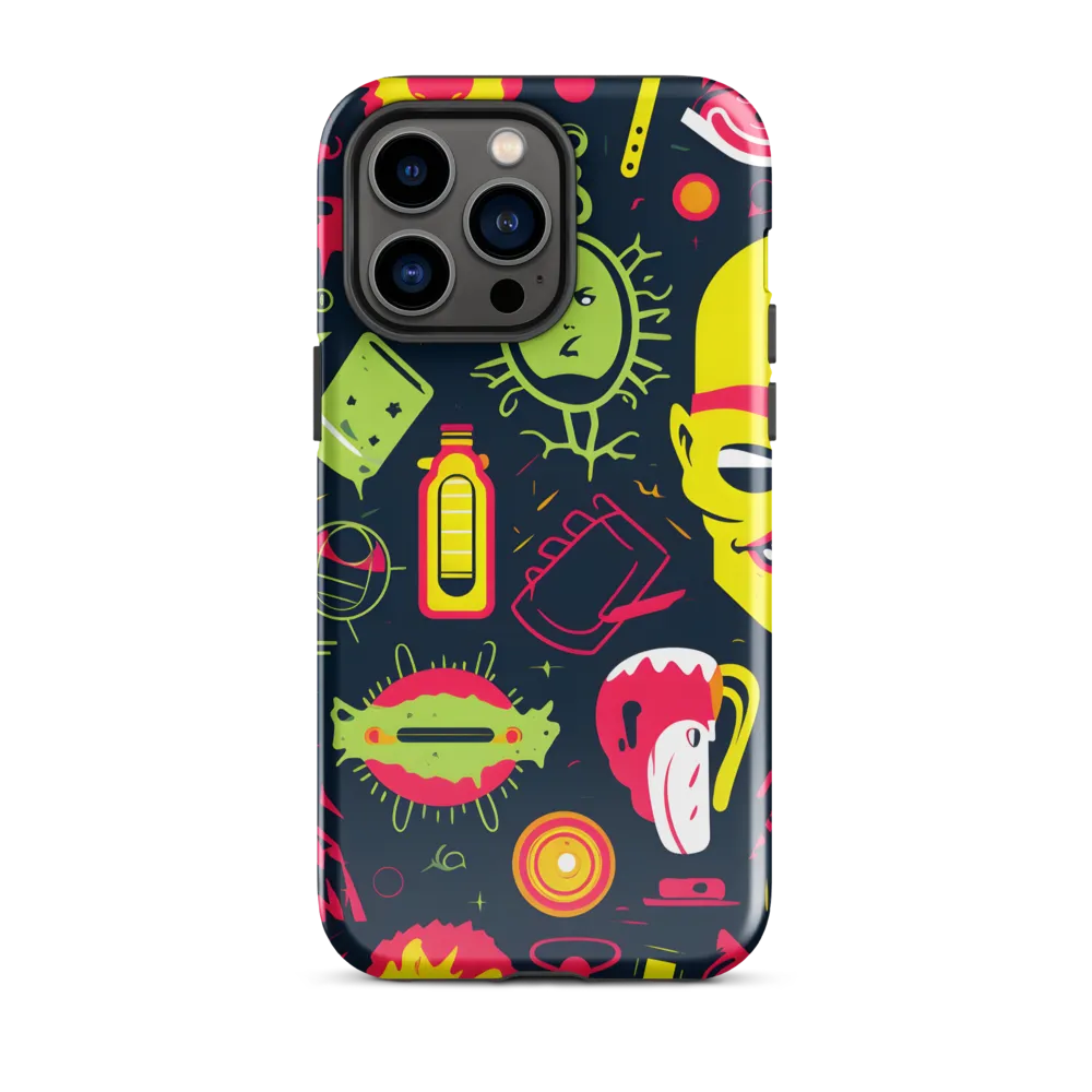 Neon Revelry: A Quirky Exploration of Modern Pop Art | Phone Case |  14 Pro Max | Tough Case | Glossy