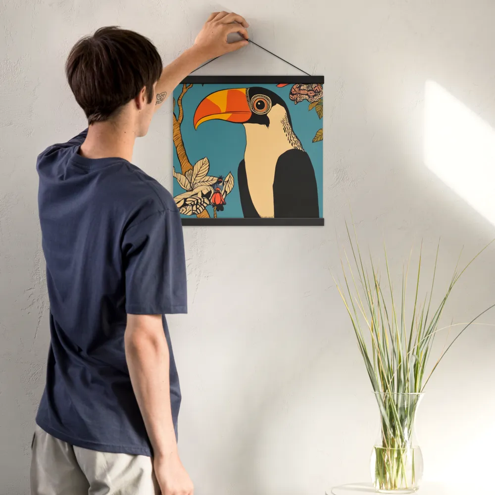 Tropical Majesty: The Toucan at Rest | Poster With Black Wood Hanger | 16″×16″