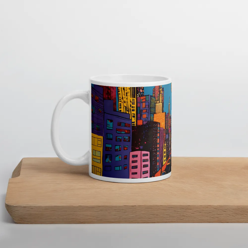 Urban Vibrance: A Pop Art Cityscape | Mug with White inside | 11 oz