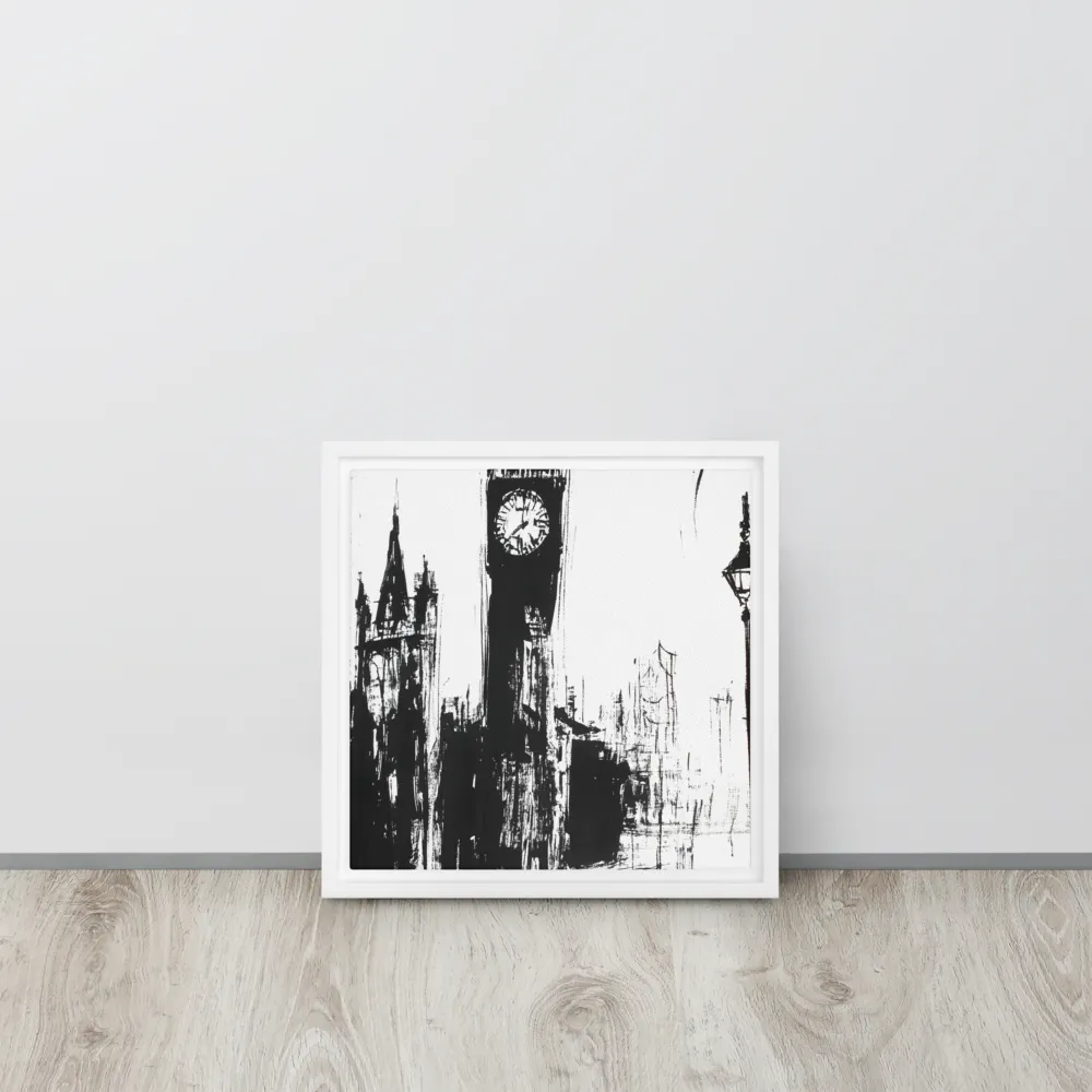 Clock Tower in Motion | Canvas with White Frame | 12″×12″