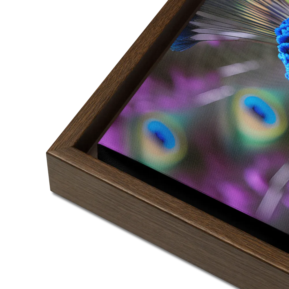 Regal Plumage: The Peacock's Splendor | Canvas with Brown Frame | 16″×20″