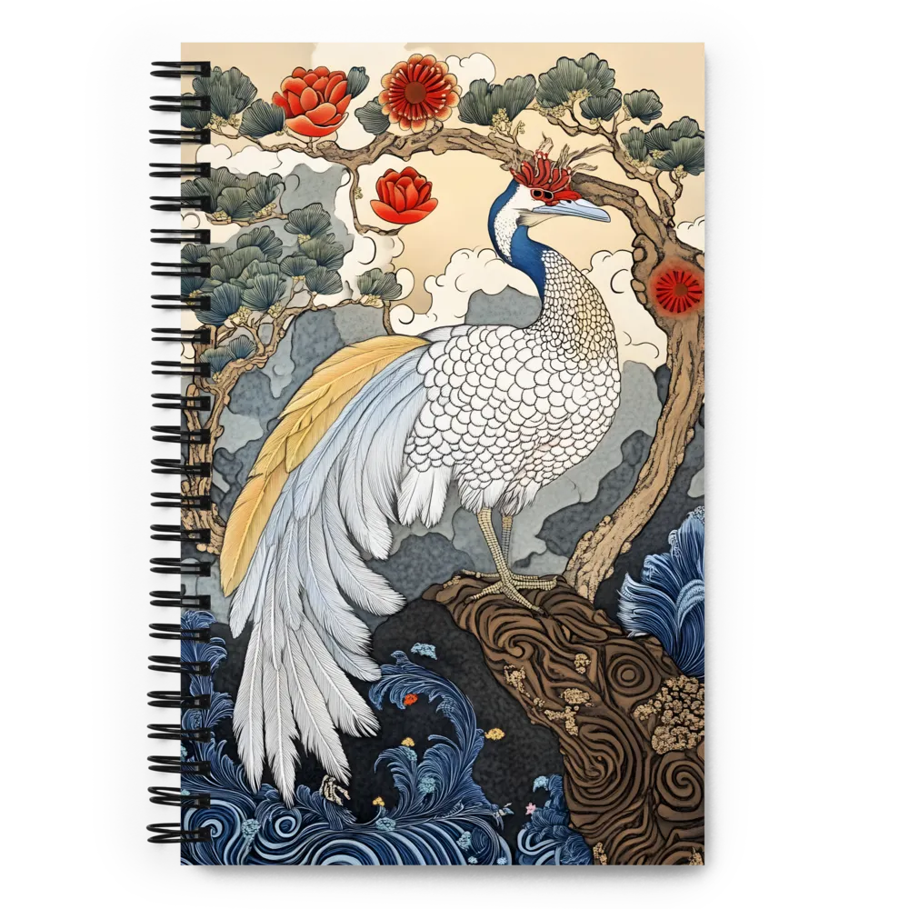 Majestic Serenity: The Ethereal Peacock | Spiral Notebook