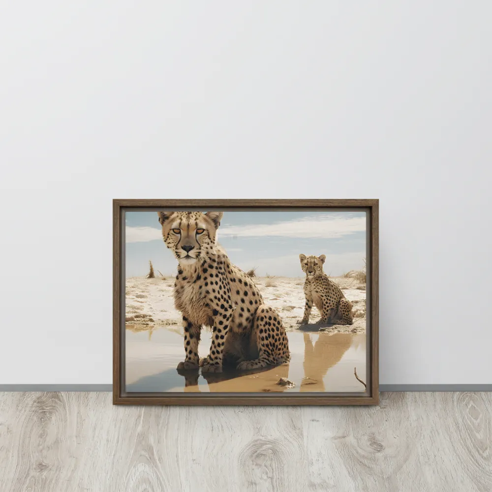 Silent Watchers of the Savanna | Canvas with Brown Frame | 12″×16″