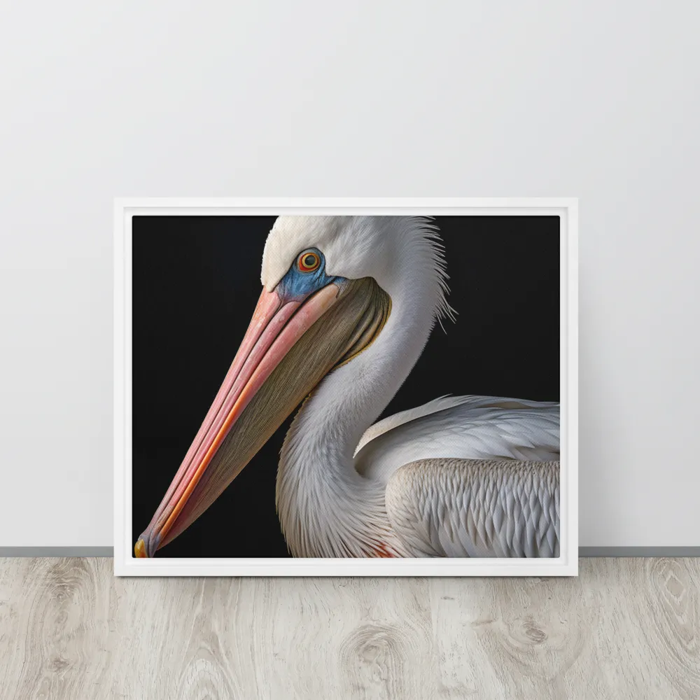 Elegance in White: The Pelican | Canvas with White Frame | 16″×20″