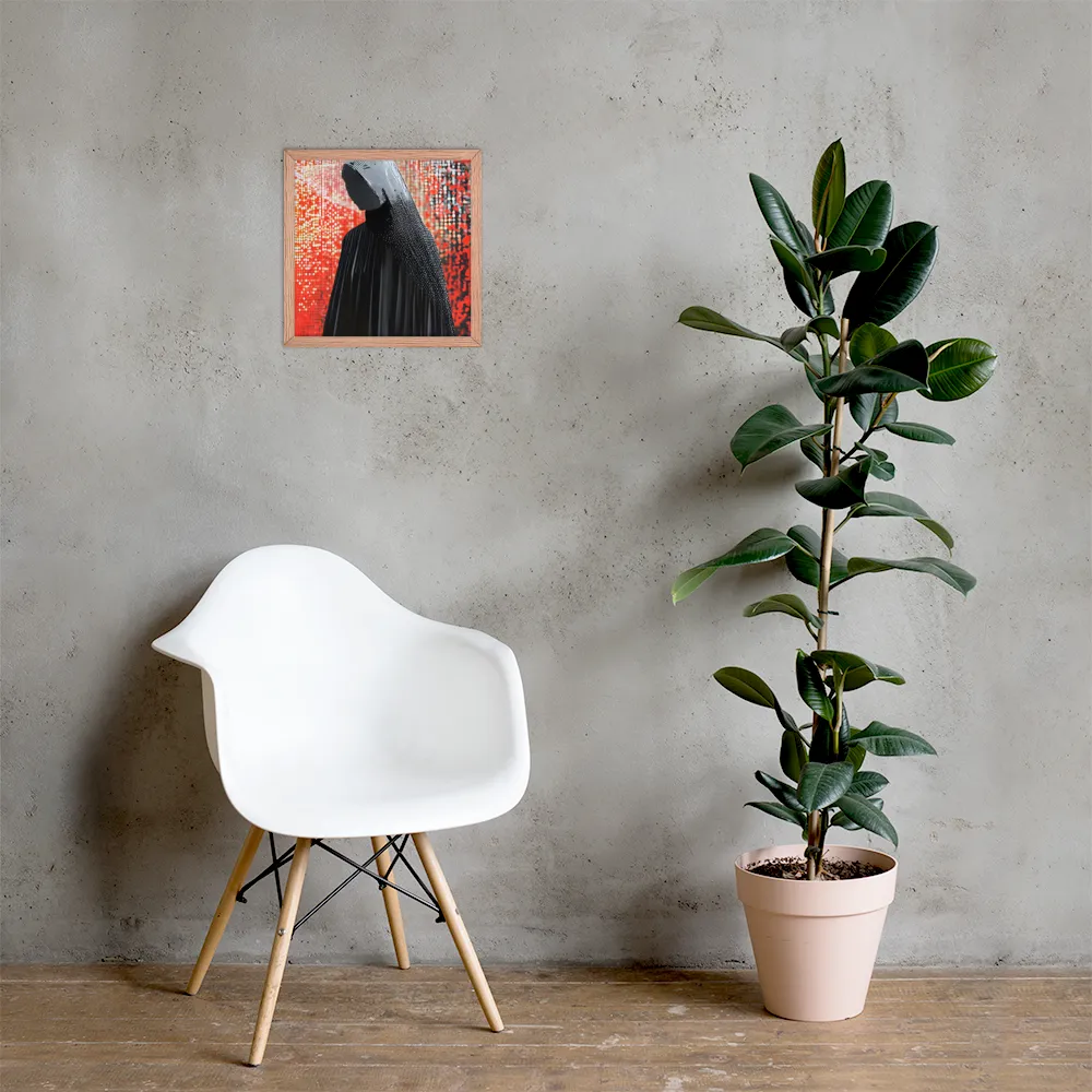 Veil of Modernity | Poster with Red oak Frame | 14″×14″