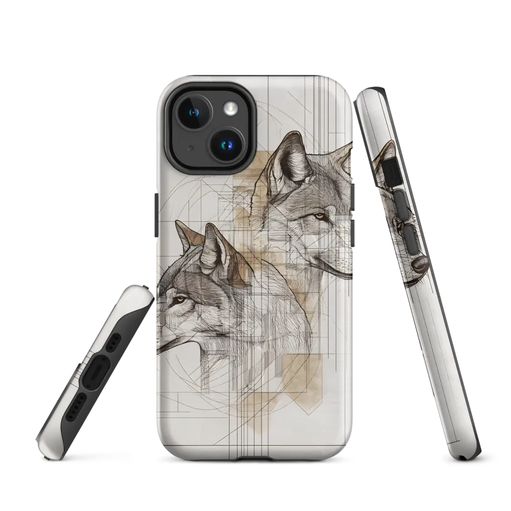 Geometric Harmony: The Essence of Wolves | Phone Case |  14 | MagSafe® Tough Case | Matte