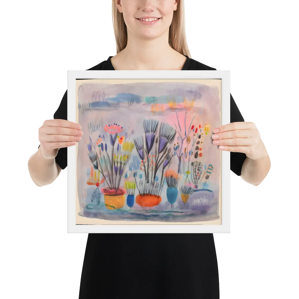 Dreamy Botanical Study 
 Poster with White Frame | 14″x 14″