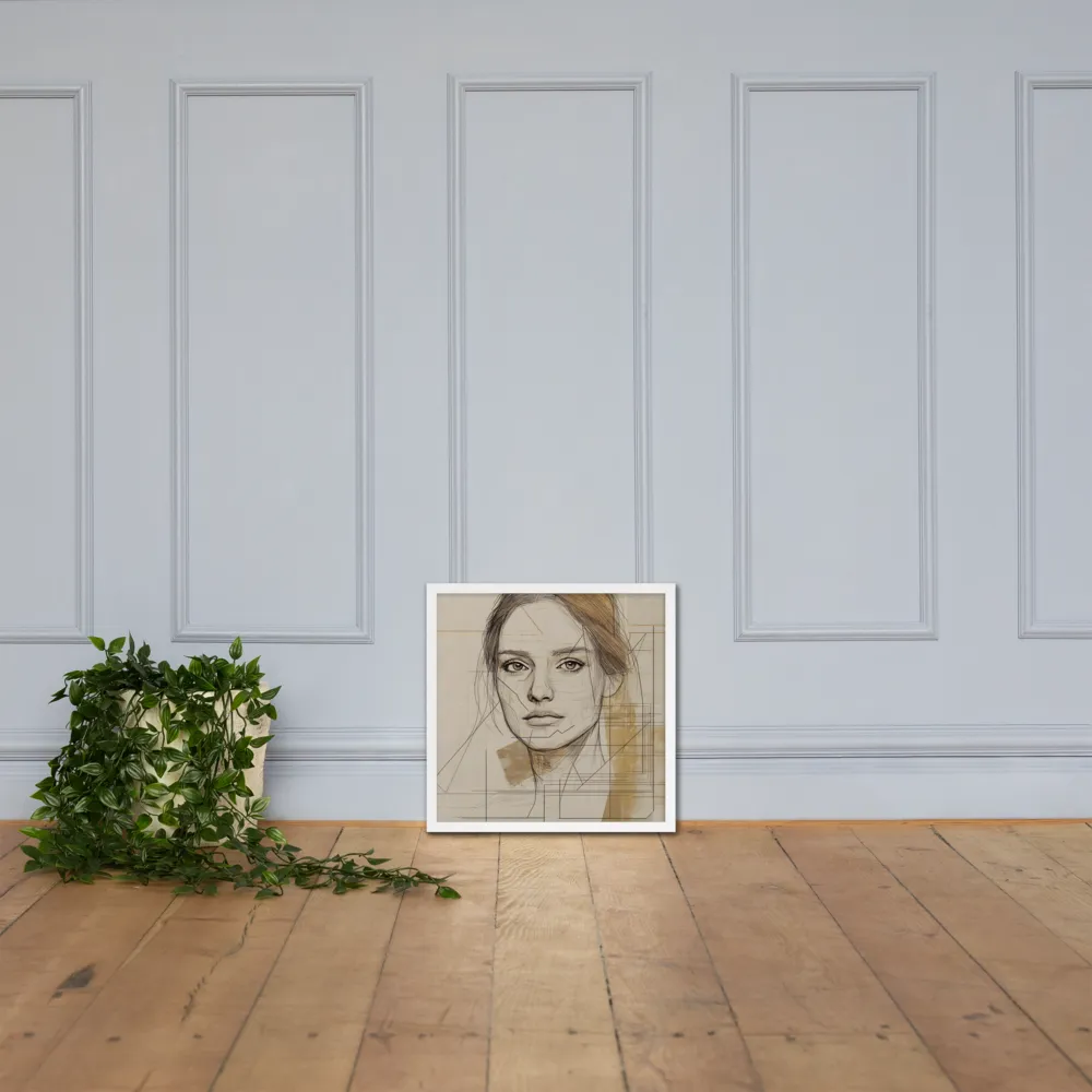 Geometric Elegance: A Modern Portrait | Poster with White Frame | 18″×18″