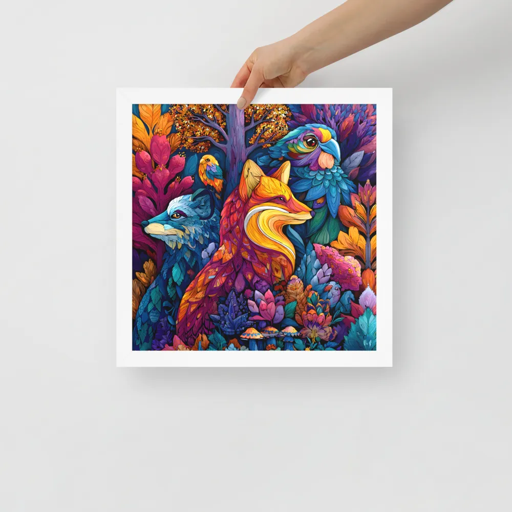 Chromatic Forest Trio 
 Poster with White Frame | 14″x 14″