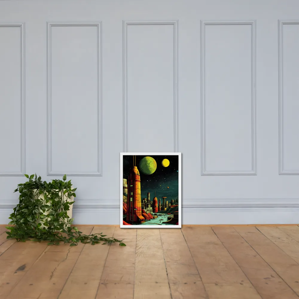 Cosmic Cityscape | Poster with White Frame | 16″×20″