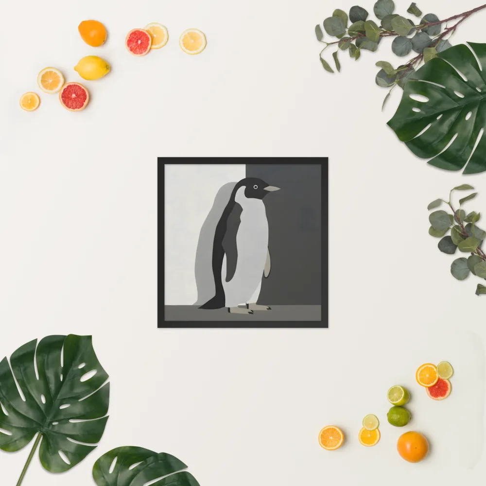 Monochrome Penguin 
 Poster with Black Frame | 18″x 18″