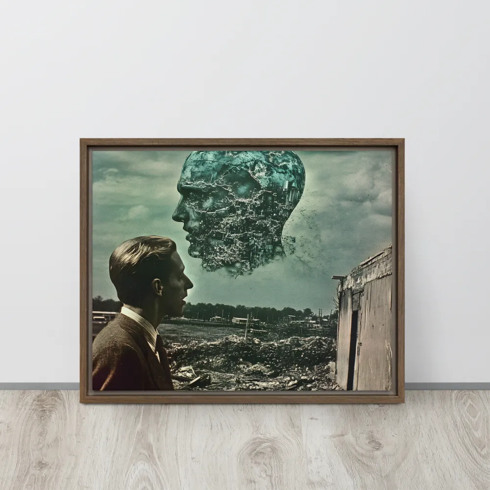 Ethereal Reflections: Identity in a Fragmented World | Canvas with Brown Frame | 16″×20″