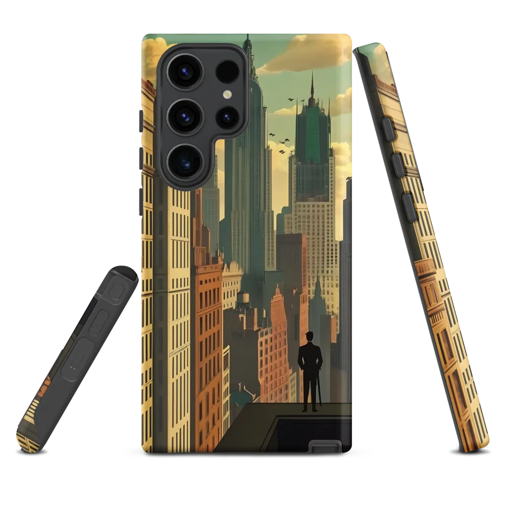 Urban Dreams: A Silhouette in Art Deco Cityscape