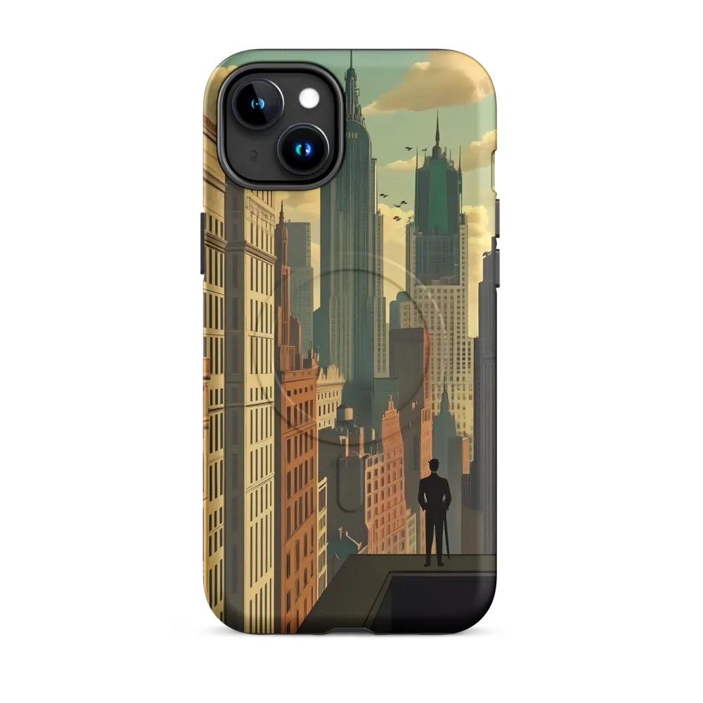 Urban Dreams: A Silhouette in Art Deco Cityscape