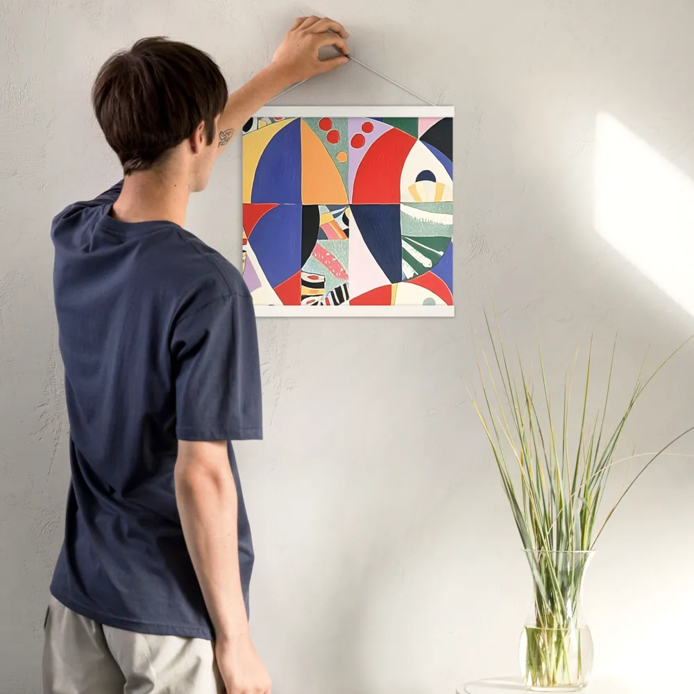 Dynamic Mosaic Symmetry | Poster With White Wood Hanger | 16″×16″