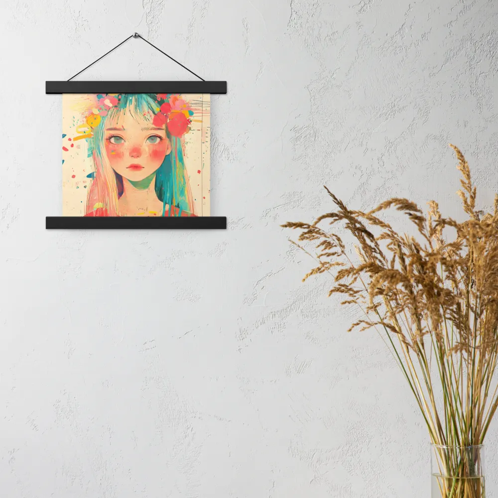 Whimsical Blossom | Poster With Black Wood Hanger | 10″×10″