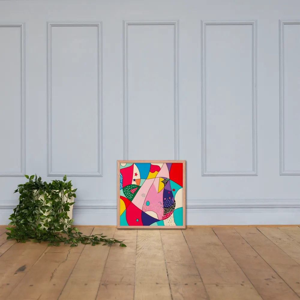 Playful Geometry in Color | Poster with Red oak Frame | 18″×18″