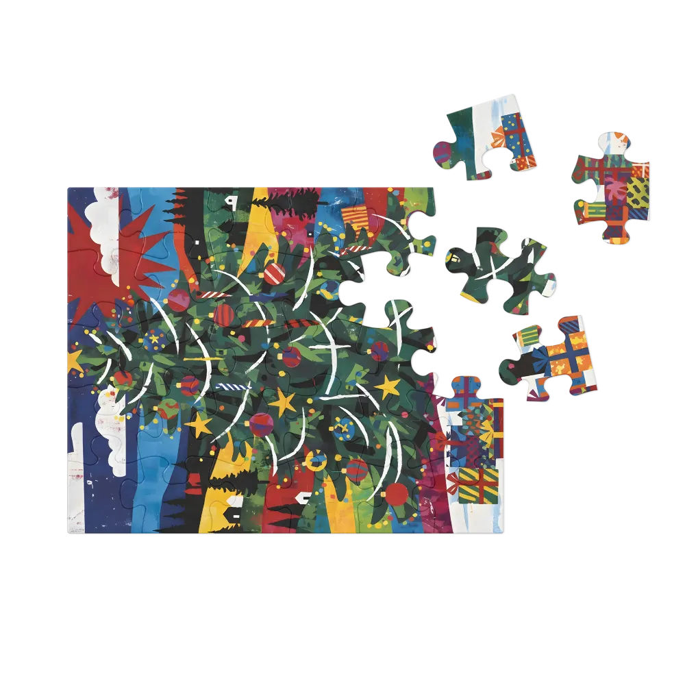 Colorful Christmas Tree 
 Jigsaw Puzzle in Tin Box