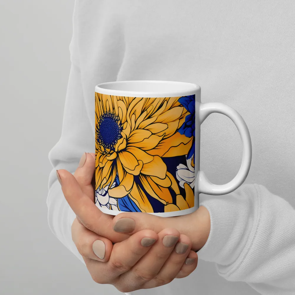 Floral Harmony in Blue and Yellow | Mugs | Multiple Sizes & Colors