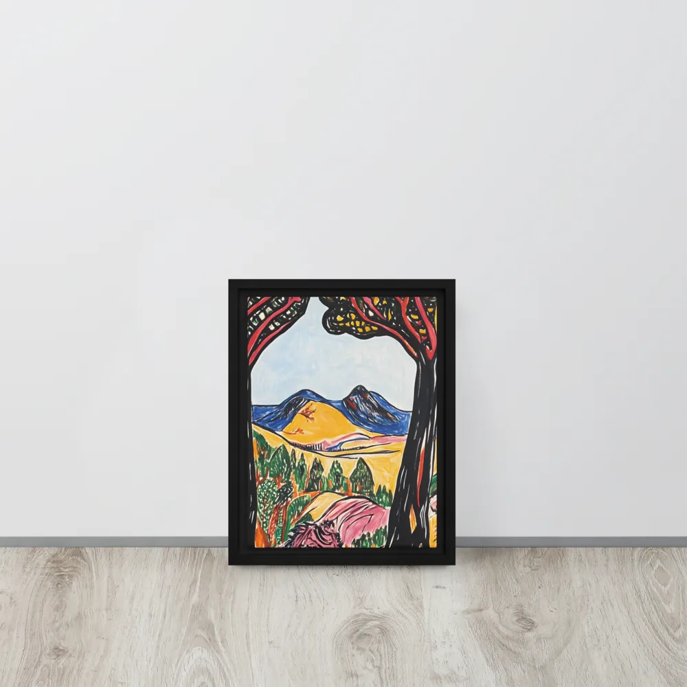 Vibrant Nature's Embrace | Canvas with Black Frame | 9″×12″