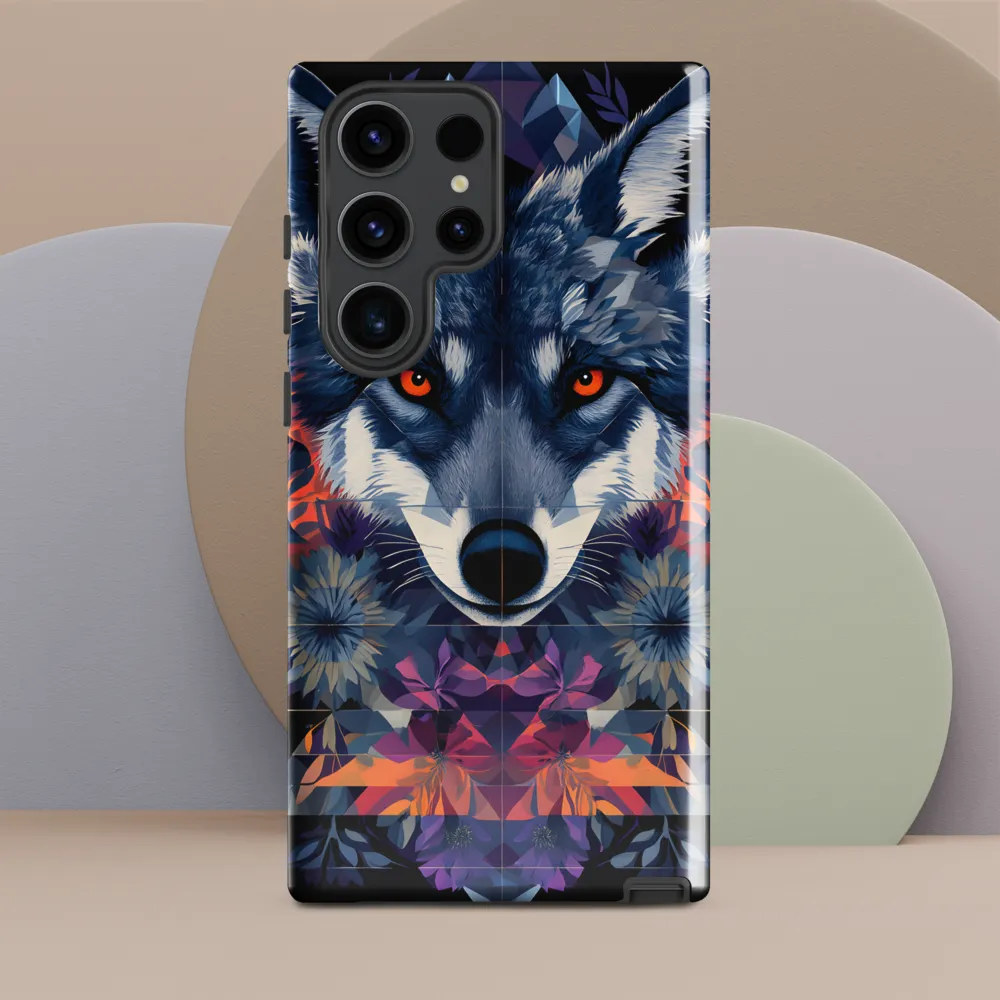 Mystical Wolf Amidst Floral Geometry
