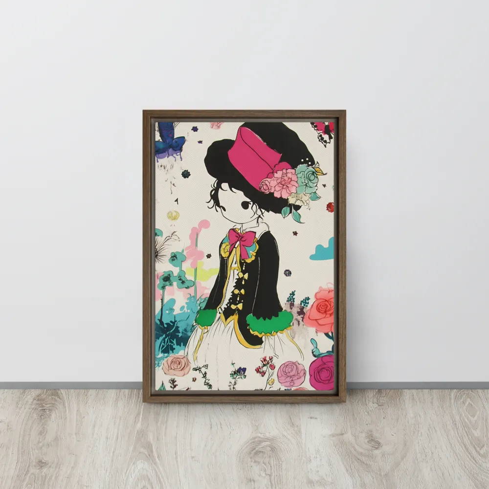 Whimsical Garden Reverie | Canvas with Brown Frame | 12″×18″