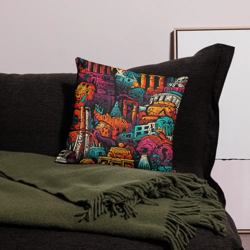 Vibrant Urban Surrealism | Pillow Case | 18″×18″