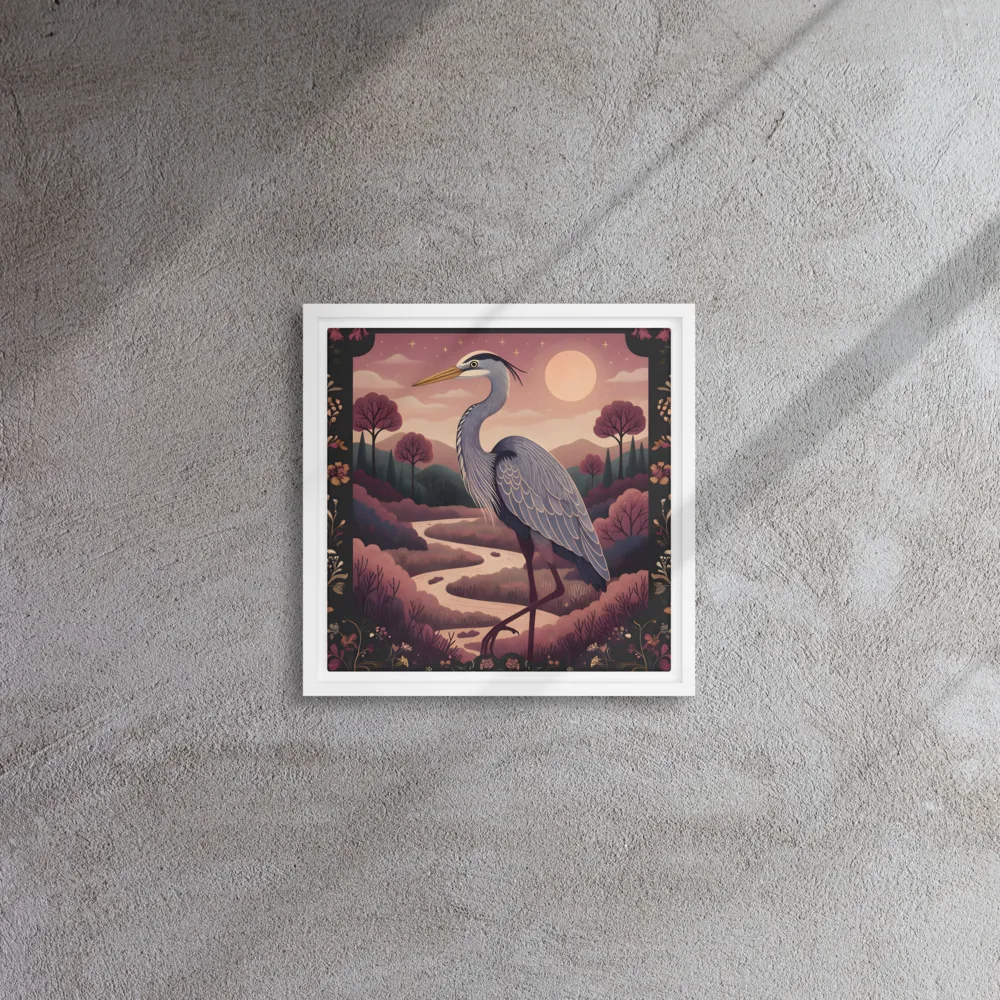 Moonlit Heron 
 Canvas with White Frame | 12″x 12″