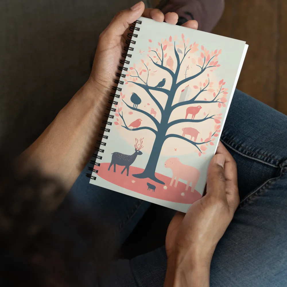 Whimsical Tree with Playful Creatures | Spiral Notebook