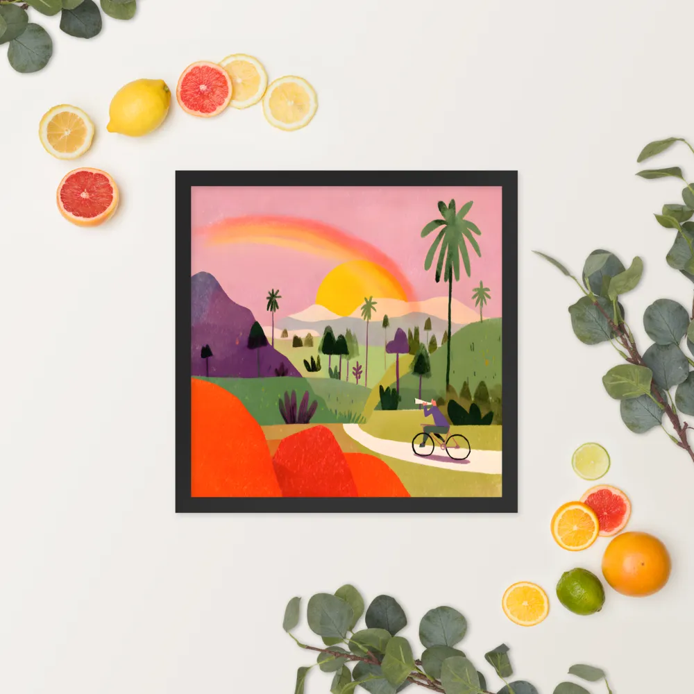 Sunlit Bicycle Ride 
 Poster with Black Frame | 16″x 16″