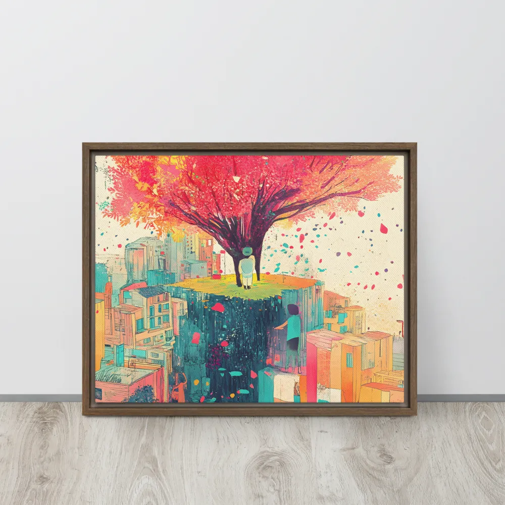 Whispers of Urban Dreams | Canvas with Brown Frame | 16″×20″