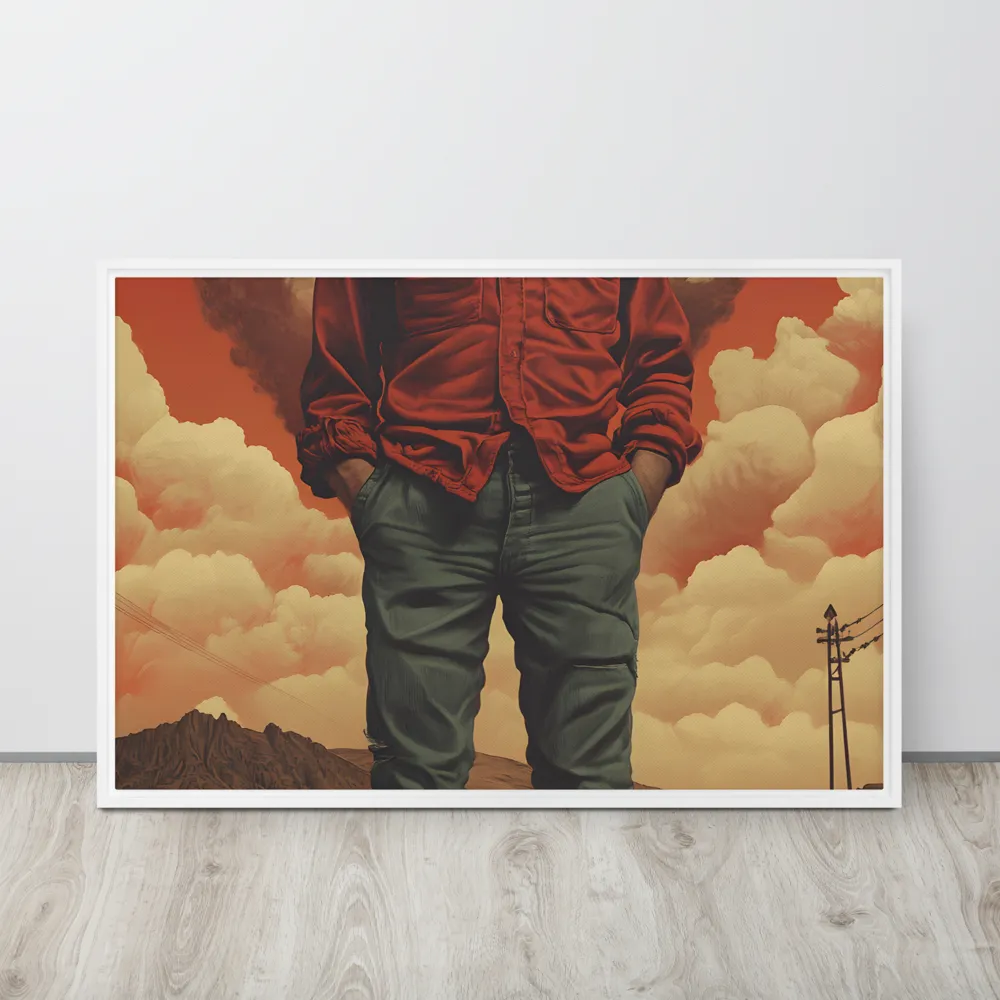 Defiant Spirit in a Surreal Landscape | Canvas with White Frame | 24″×36″